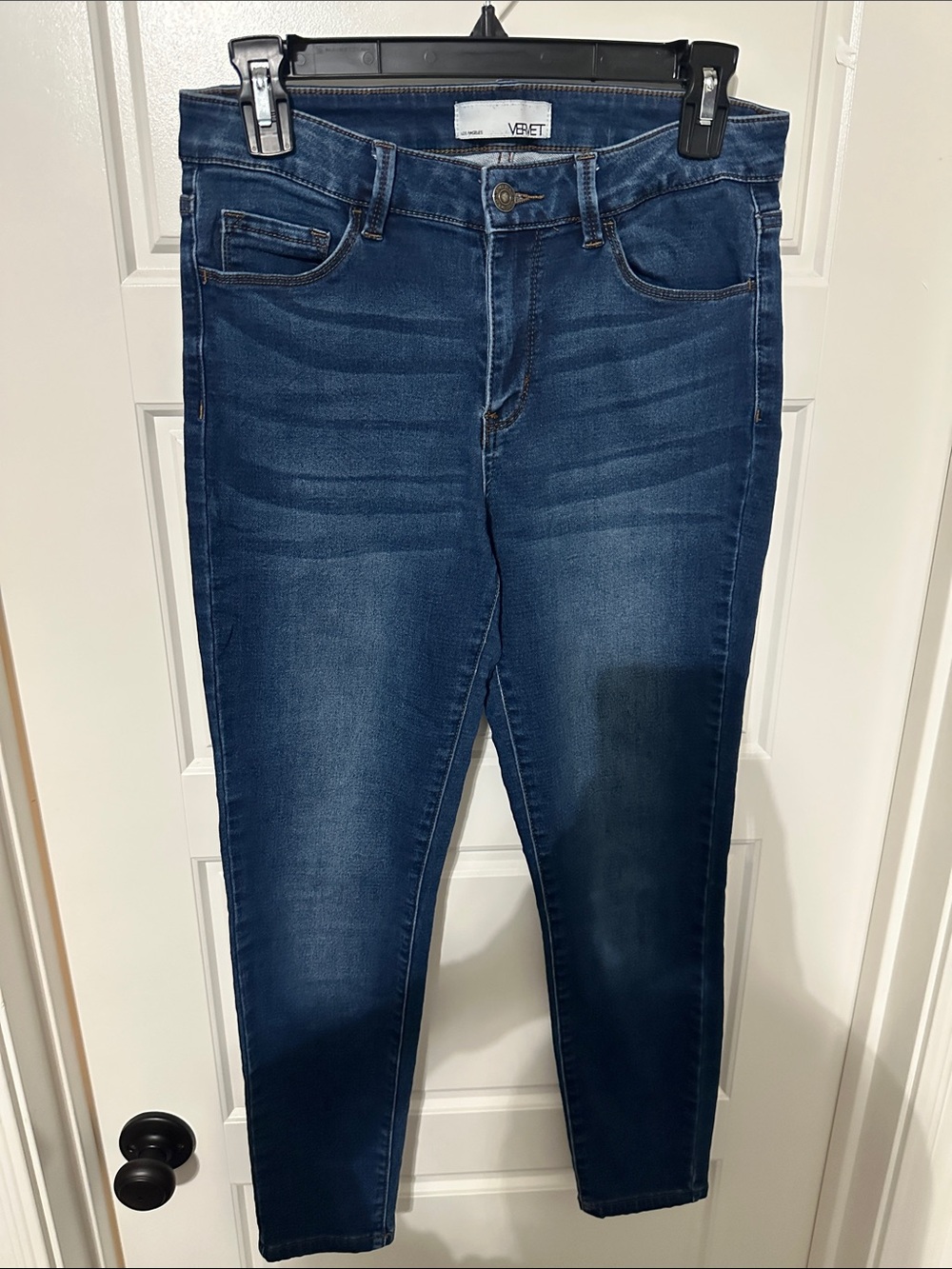 VERET Dark Indigo Women's Skinny Jeans - Stretch Mid Rise